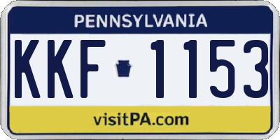 PA license plate KKF1153