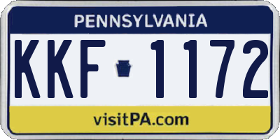 PA license plate KKF1172