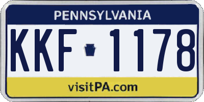 PA license plate KKF1178