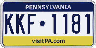 PA license plate KKF1181