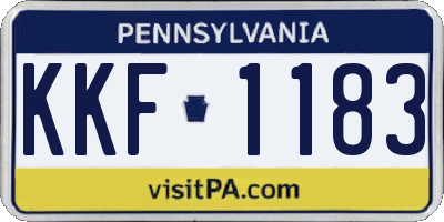 PA license plate KKF1183
