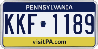 PA license plate KKF1189