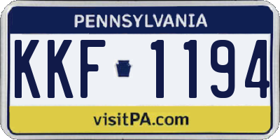 PA license plate KKF1194