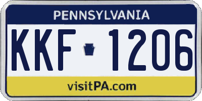 PA license plate KKF1206