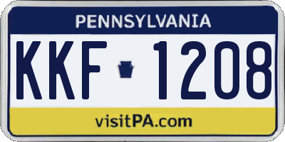 PA license plate KKF1208