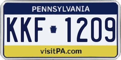 PA license plate KKF1209