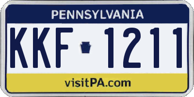PA license plate KKF1211