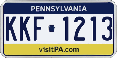 PA license plate KKF1213