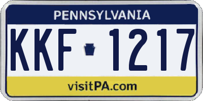 PA license plate KKF1217