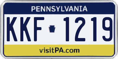PA license plate KKF1219