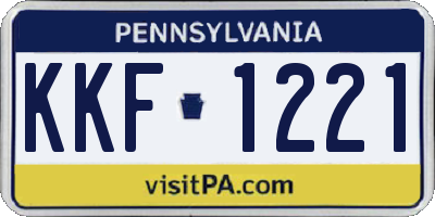PA license plate KKF1221