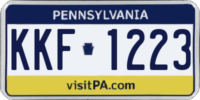 PA license plate KKF1223
