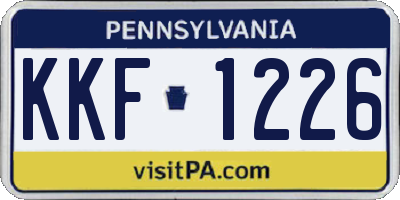 PA license plate KKF1226