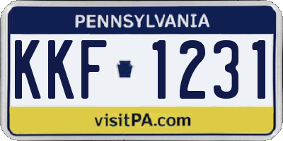 PA license plate KKF1231