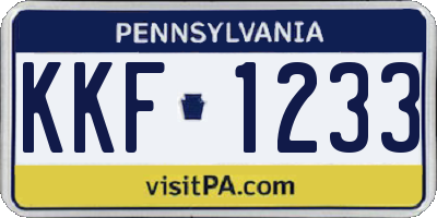 PA license plate KKF1233