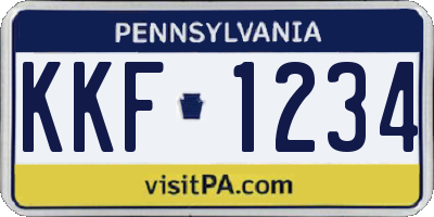 PA license plate KKF1234