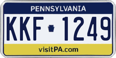 PA license plate KKF1249