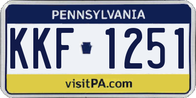 PA license plate KKF1251