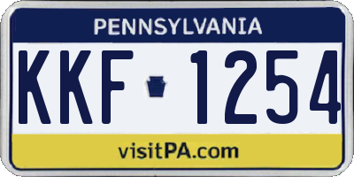 PA license plate KKF1254