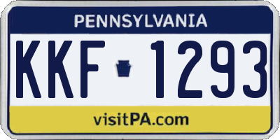 PA license plate KKF1293