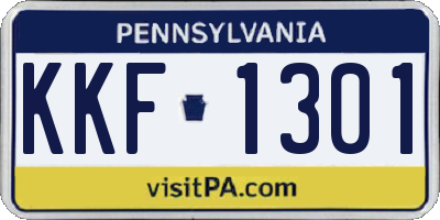 PA license plate KKF1301