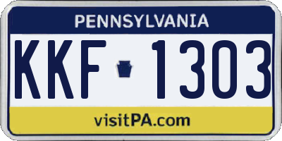 PA license plate KKF1303