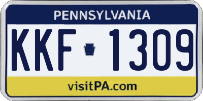 PA license plate KKF1309