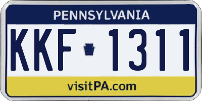 PA license plate KKF1311