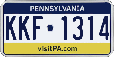 PA license plate KKF1314