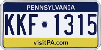 PA license plate KKF1315