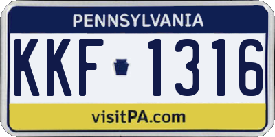 PA license plate KKF1316