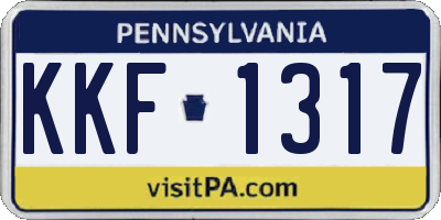 PA license plate KKF1317