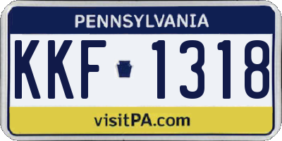 PA license plate KKF1318