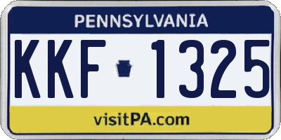 PA license plate KKF1325