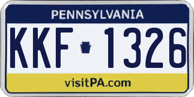 PA license plate KKF1326