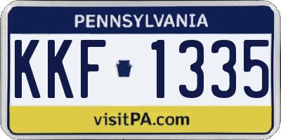 PA license plate KKF1335
