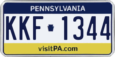 PA license plate KKF1344