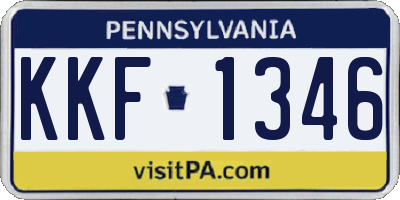 PA license plate KKF1346
