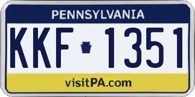 PA license plate KKF1351