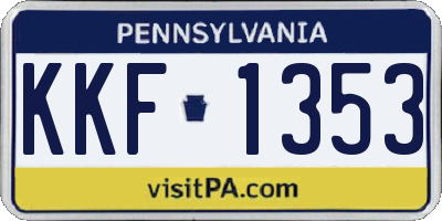 PA license plate KKF1353