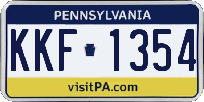 PA license plate KKF1354
