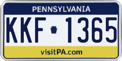 PA license plate KKF1365