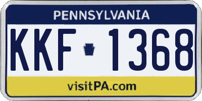 PA license plate KKF1368