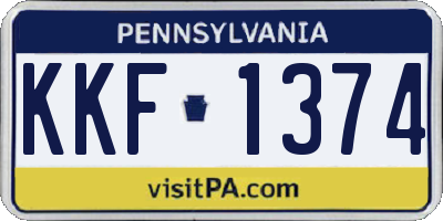 PA license plate KKF1374