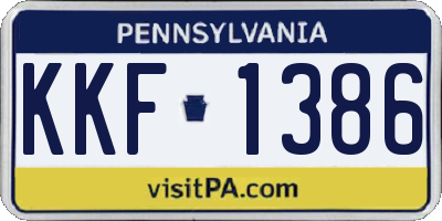 PA license plate KKF1386