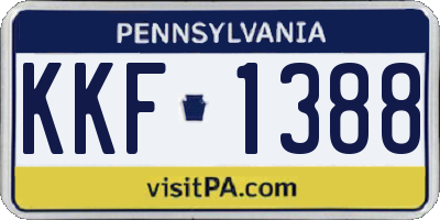 PA license plate KKF1388