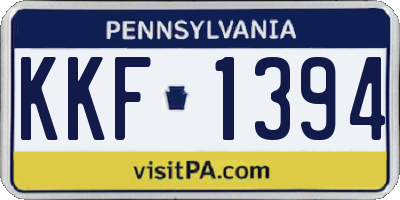 PA license plate KKF1394