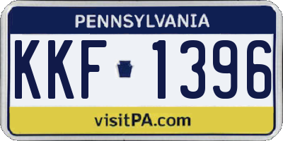 PA license plate KKF1396