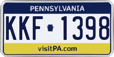PA license plate KKF1398