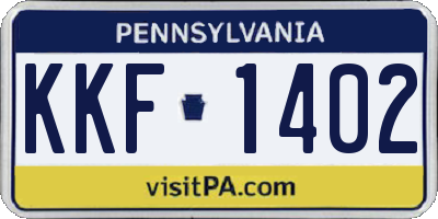 PA license plate KKF1402